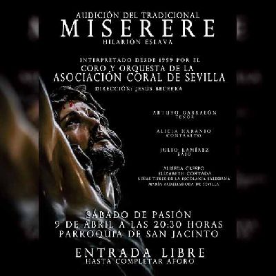 Cartel del Miserere por la Asociación Coral de Sevilla en la iglesia de San Jacinto de Sevilla 2022