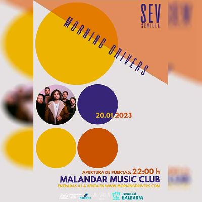 Cartel del concierto de Morning Drivers y Borneo en Malandar Sevilla 2023