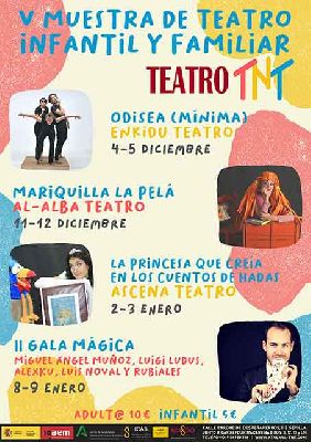 Cartel V Muestra de Teatro Infantil y Familiar en el Centro TNT-Atalaya Sevilla 2021-2022