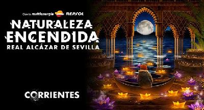 Cartel de Naturaleza encendida Corrientes en el Real Alcázar de Sevilla 2024