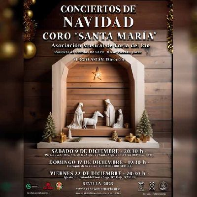 Cartel de los conciertos de Navidad del Coro Santa María de Coria del Río en Sevilla 2023