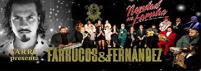 Cartel de Farrucos y Fernández. Navidad en familia en el Cartuja Center de Sevilla 2025