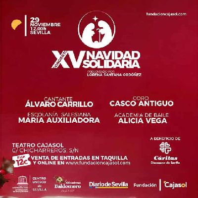 Cartel del concierto XV Navidad Solidaria a beneficio de Cáritas de Sevilla, noviembre de 2025
