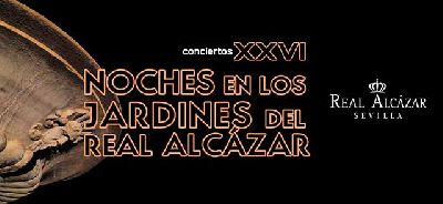 Cartel del ciclo Noches en los Jardines del Alcázar de Sevilla 2025