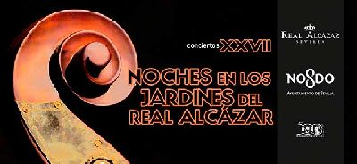 Cartel del ciclo Noches en los Jardines del Alcázar de Sevilla 2026