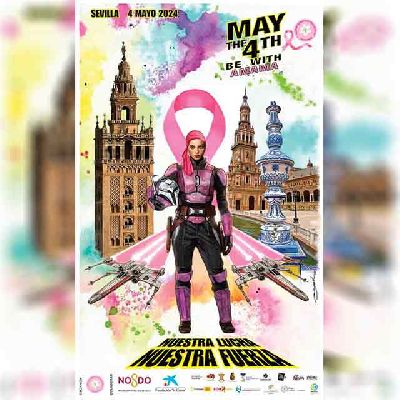 Cartel de Nuestra lucha, nuestra fuerza. Actividades contra el cáncer de mama en Sevilla 2024