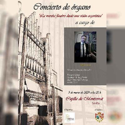 Cartel del concierto de órgano en la Capilla de Montserrat de Sevilla 2024