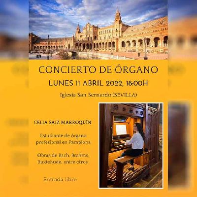 Cartel del concierto de órgano en la iglesia de San Bernardo de Sevilla 2022