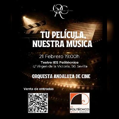 Cartel del concierto de la Orquesta Andaluza de Cine en el IES Politécnico de Sevilla 2026