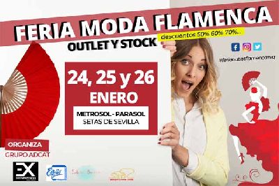 Cartel de la I Feria Outlet de Moda Flamenca en Las Setas de Sevilla 2020