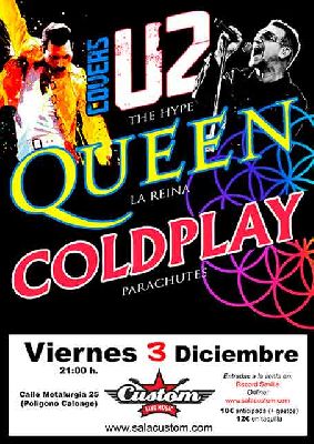Cartel del concierto de Parachutes, La Reina y The Hype en Custom Sevilla 2021