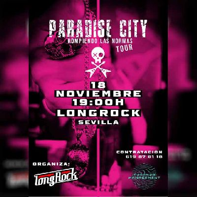 Cartel del concierto de Paradise City en la sala Long Rock Sevilla 2023
