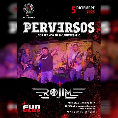 Cartel del concierto de Los Perversos y Rojim en FunClub Sevilla 2025