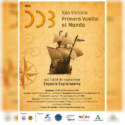 Cartel del DIII aniversario de la primera vuelta al mundo en Sevilla 2025