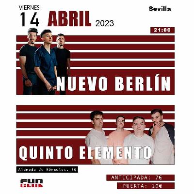 Cartel del concierto de Quinto Elemento y Nuevo Berlín en FunClub Sevilla 2023
