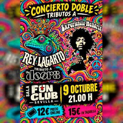 Cartel del concierto de Rey Lagarto y Experiencia Hendrix en FunClub Sevilla 2026