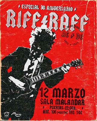 Cartel del concierto de Riff Raff Reunion en Malandar Sevilla 2022