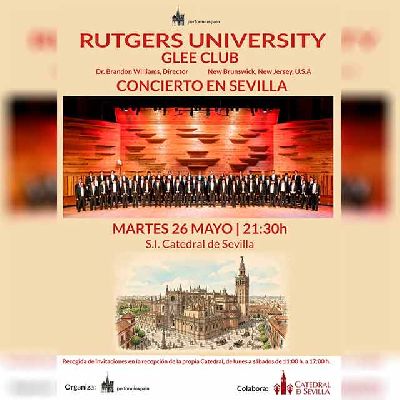 Cartel del concierto del coro Rutgers University Glee Club en la Catedral de Sevilla 2026