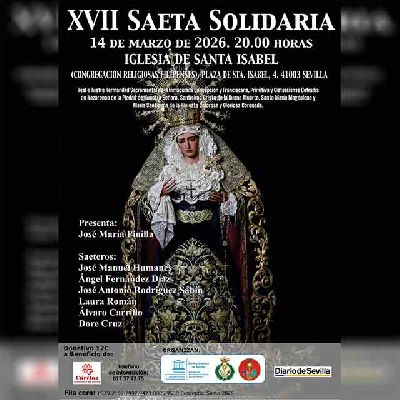 Cartel de la XVII Saeta Solidaria de Sevilla 2026 a beneficio de Cáritas