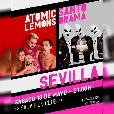 Cartel del concierto de Santo Drama y Atomic Lemons en FunClub Sevilla 2023