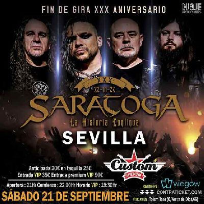 Cartel del concierto de Saratoga en Custom Sevilla 2024