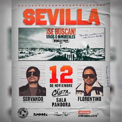 Cartel del concierto de Servando y Florentino en Pandora Sevilla 2026