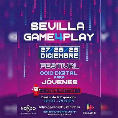 Cartel del Sevilla Game4Play en el Casino de la Exposición de Sevilla 2023