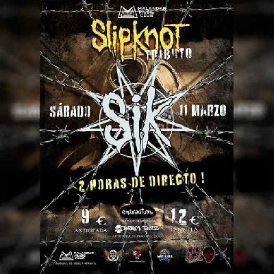 Cartel del concierto de SIK (tributo a Slipknot) en Malandar Sevilla 2023