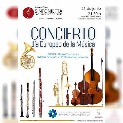 Cartel del concierto por el Día de la Música de la Sinfonietta SFP en Sevilla 2022