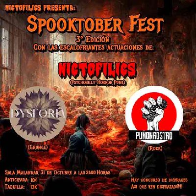 Cartel del concierto Spooktober Fest III en Malandar Sevilla 2022