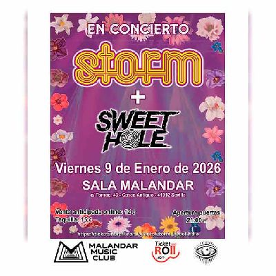 Cartel de los conciertos de Storm y Sweet Hole en Malandar Sevilla 2026