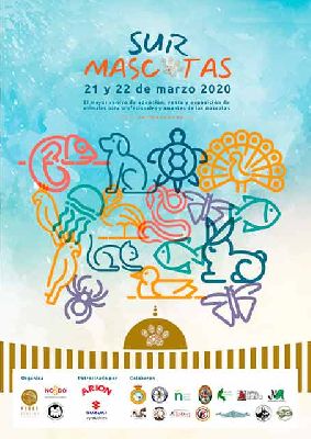 Cartel de Sur Mascotas 2020 en Fibes Sevilla, marzo de 2020