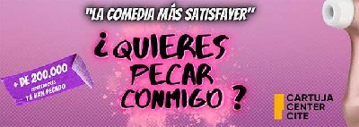 Cartel de ¿Quieres pecar conmigo? en el Cartuja Center de Sevilla
