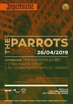 Cartel del concierto The Parrots en Malandar Sevilla 2019