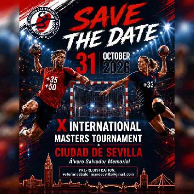 Cartel del X Torneo Internacional de Balonmano Veteranos Ciudad de Sevilla 2026