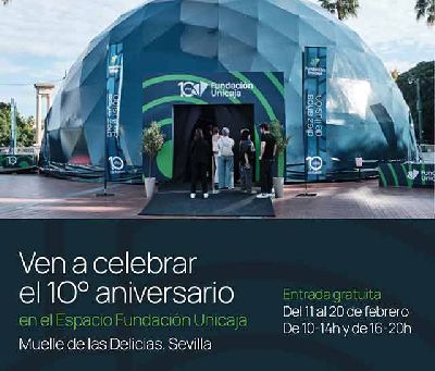 Cartel del décimo aniversario de la Fundación Unicaja en Sevilla 2025