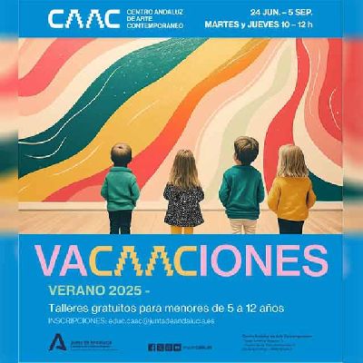 Cartel de los talleres familiares vaCAACiones 2025 en el CAAC Sevilla