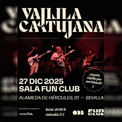 Cartel del concierto de Vajilla Cartujana en FunClub Sevilla 2025