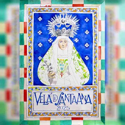 Cartel de la Velá de Santiago y Santa Ana de Triana de Sevilla 2025 de Manuel León Moreno