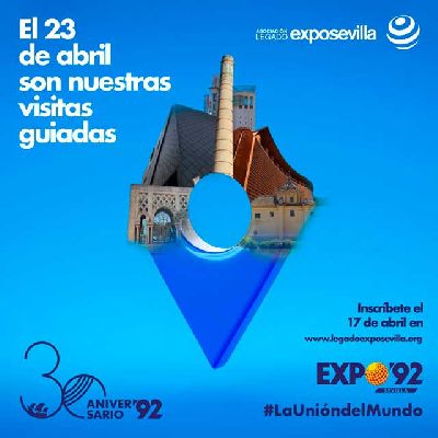 Cartel de las visitas guiadas a la Expo 92 de Sevilla en el año 2022