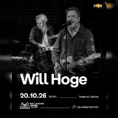 Cartel del concierto de Will Hoge en Malandar Sevilla 2026