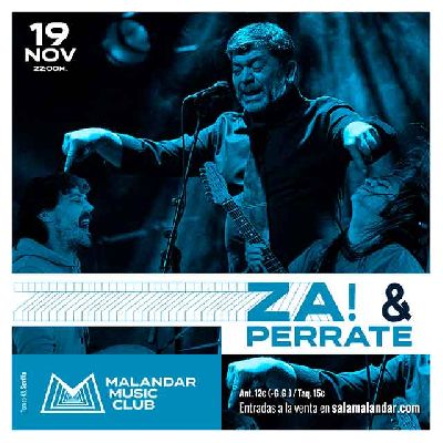 Cartel del concierto de Za! y Perrate en Malandar Sevilla 2022