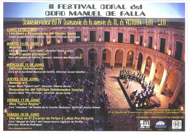 Segundo Festival Coral del Coro Manuel de Falla en Sevilla, del 13 al 18 de junio de 2011