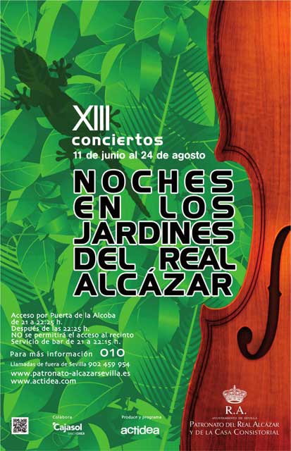 Programación de actuaciones del 6 al 12 de agosto de 2012 en las XIII Noches en los jardines del Real Alcázar de Sevilla, novena semana.