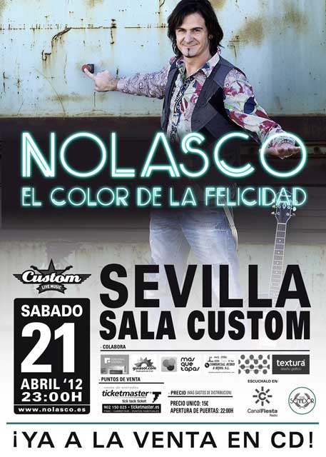 Nolasco en Sevilla, actuación el 21 de abril de 2012 en la Sala Custom (antigua Sala Q)